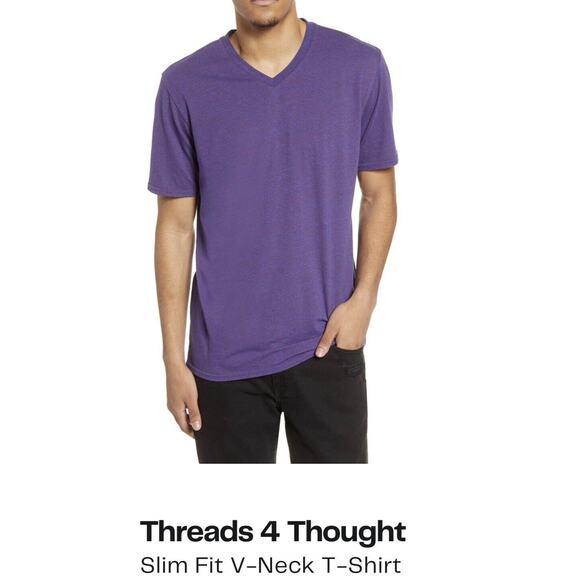 Threads 4 Thought Men XL Purple Triblend V-Neck Slim Short T-Shirt New Nordstrom - Picture 1 of 7